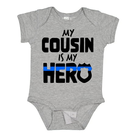 

Inktastic My Cousin is My Hero Police Officer Family Gift Baby Boy or Baby Girl Bodysuit