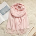 thumbnail image 4 of Luxury 100% Australian Wool Scarf, Solid Color Winter Wrap with Fine Twisted Fringe,180*30cm,off-white, 4 of 20