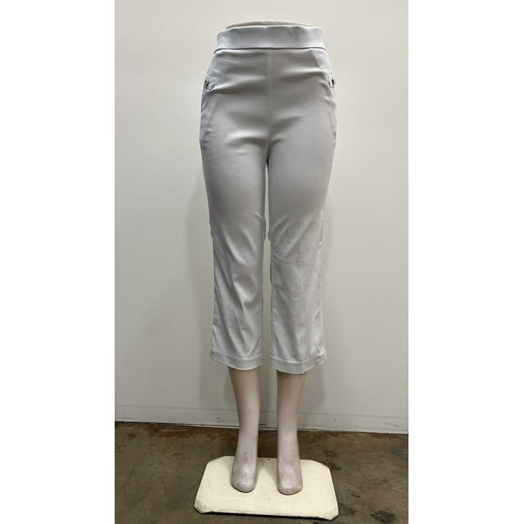 Counterparts Womens pull on stretch front pockets button tab slim Crop , White , S