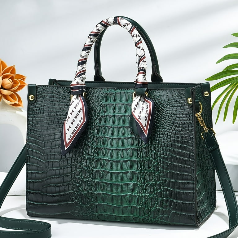 The Queen | Crocodile Leather Handbag Tote | Croco Leather Purse with Straps