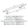 thumbnail image 2 of Amerock Bar Pulls 25-3/16 inch (640mm) Center-to-Center Polished Nickel Cabinet Pull, 2 of 4