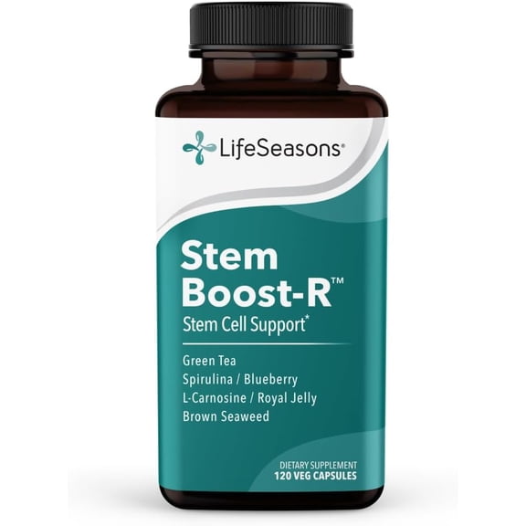 LifeSeasons Stem Boost-R - Stem Cell Support - Repair Damaged Tissue - Vitamin Supplement Rich in Antioxidants - Royal Jelly, Spirulina, Blueberry, Brown Seaweed & L-Carnosine - 120 Capsules