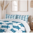 thumbnail image 6 of Ambesonne Turtle Duvet Cover Sets, Aboriginal Art Sea Creature, 2-Queen, Petrol Blue and White, 6 of 7