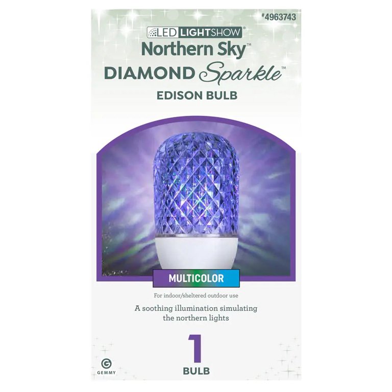Northern Sky Indoor Multicolor LED Edison Light Bulb, Diamond