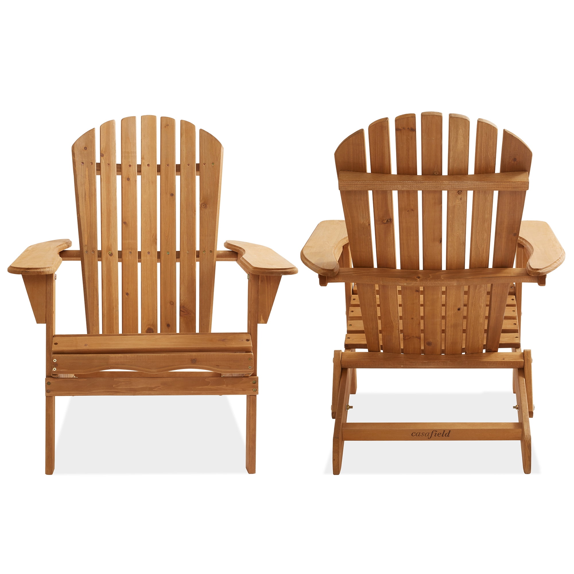 Casafield Folding Adirondack Chair, Cedar Wood Outdoor Fire Pit Lounge Chairs for Patio, Deck, Lawn and Garden Seating, Partially Pre-Assembled - Natural