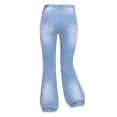 thumbnail image 3 of Mercatoo Ripped Flare Jeans for Girls Kids Wide Leg Elastic High Waist Bell Bottom Denim Pants Slim Fit Y2𝗞 Streetwear Trousers, 3 of 7