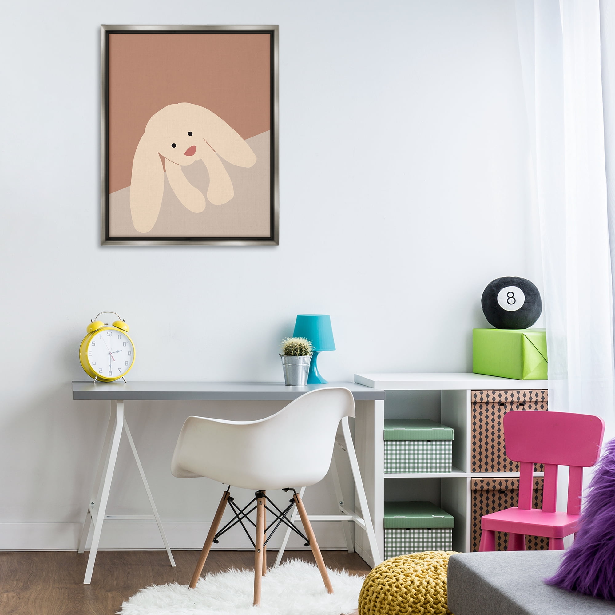 Stupell Industries Simple Floppy Bunny Animals & Insects Painting Gray Floater Framed Art Print Wall Art, 25 x 31