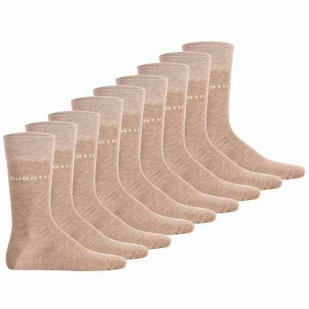 bugatti calcetines de hombre, paquete de 9 - Calcetines Algodón Suave Uni Basic Beige 43-46