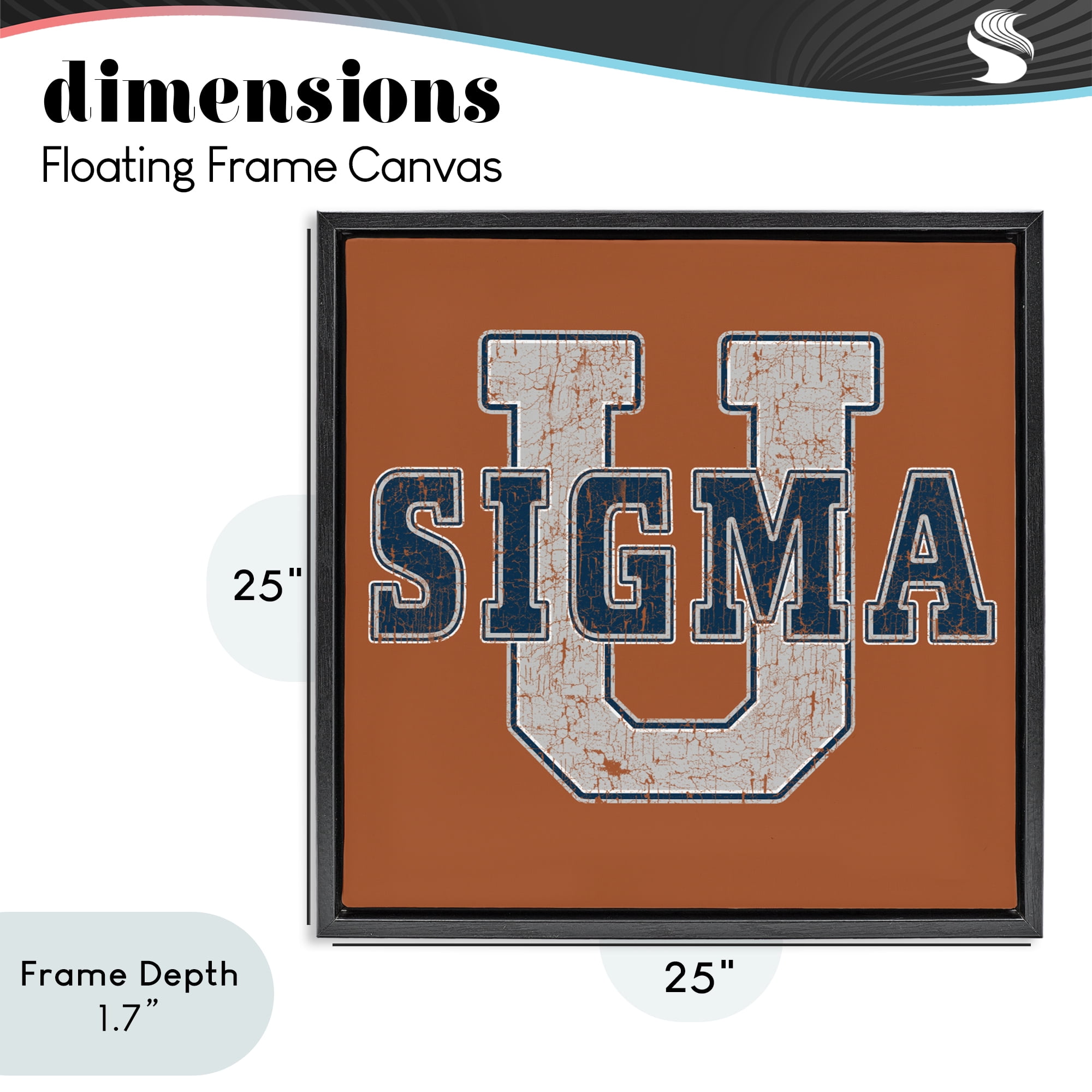 Stupell Industries Sigma University on Brown Black Framed Floater Canvas Wall Art, design by Grotto Studios