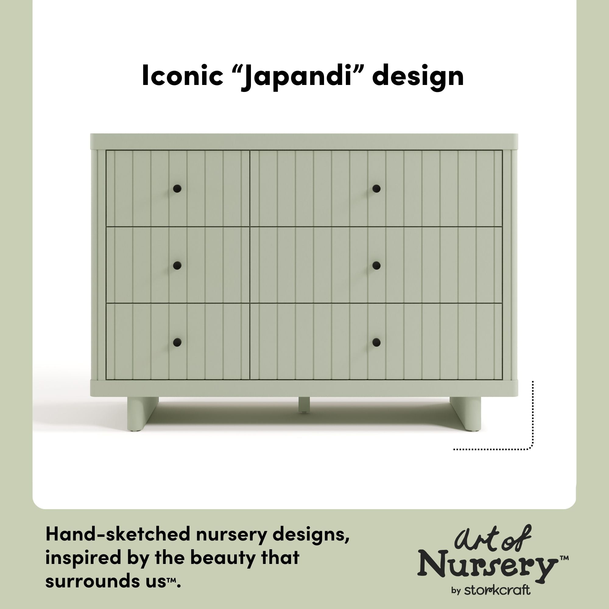 Art of Nursery by Storkcraft Kyoto 6 Drawer Nursery Dresser, Sage