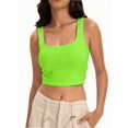 thumbnail image 6 of Women's Sleeveless Square Neck Crop Top - Cute Seamless Slim Fit Tank Top, Breathable Summer Casual Wear, XS-L, 6 of 6