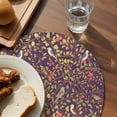 thumbnail image 3 of Botanical Birds Round 13 Inch Placemats Set of 6, Art Abstract Leaves Purple HeatResistant Non Slip Place Mats for Dining Table, Wipeable Braided Kitchen Table Mats for Housewarming, 3 of 9