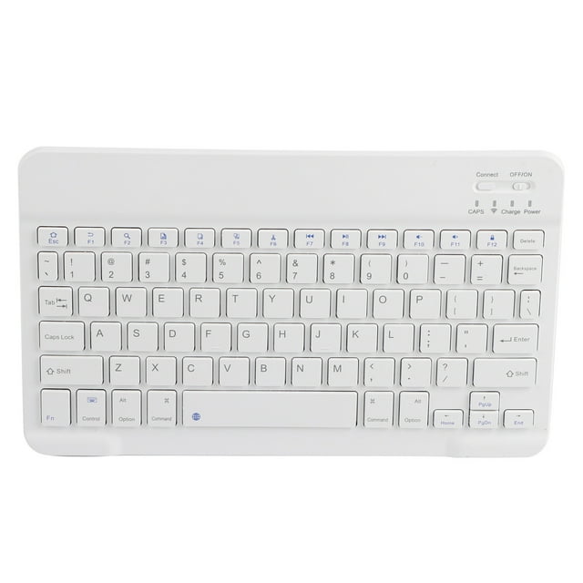Teclado inalámbrico de 78 teclas, delgado, ergonómico, con estructura de tijera, recargable, portátil, para teléfono, portátil, tableta, color blanco