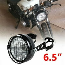 Retro Vintage Motorcycle Universal Side Mount 35W 6.5 Inch Transparent Headlight Cafe Racer with Grille   Bracket Kit