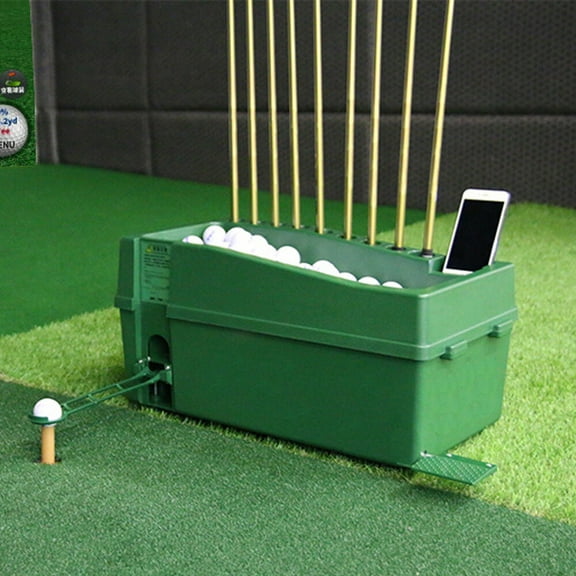 Green Golf Ball Dispenser Auto Tee Up Machine Golf Club Organizer W/ Cue Holder