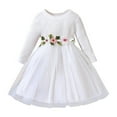 thumbnail image 1 of Hfolob Robes d'Été pour Filles Manches Longues Brodées Florales Robe Décontractée 18-24 Mois, 1 of 6