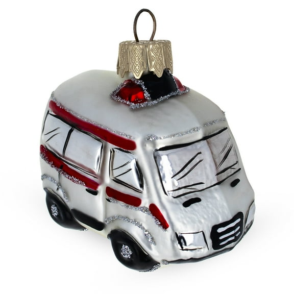 Emergency Vehicle Ambulance Car Mini Glass Christmas Ornament