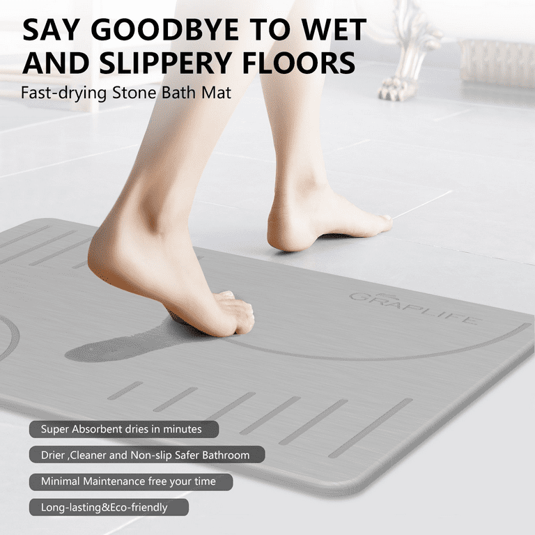 Bathroom Toilet Waterproof Floor Mat Extra Soft Washable Bath Mat for  Stairs Courtyard Garage Gray 40*60cm