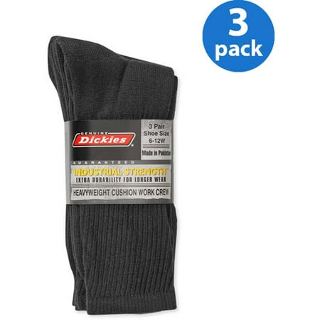 Dickies - Men's Industrial Strength Cushion Crew Work Socks, 3-Pack