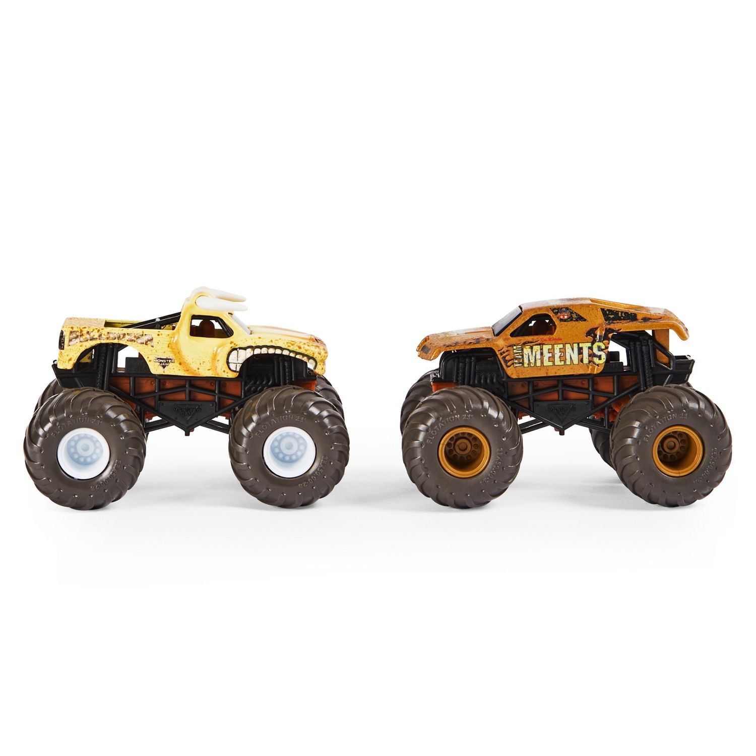 Monster Jam, Coffret de 2 monster trucks officiels en métal moulé Grandma Grave Digger vs. Team Meents qui changent de couleur, échelle 1:64