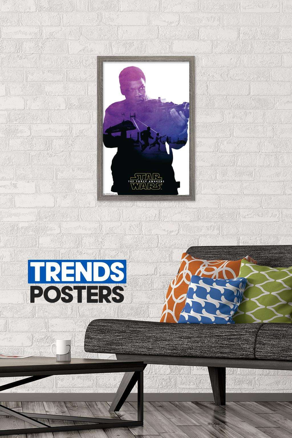 Star Wars: The Force Awakens - Finn Badge Wall Poster, 14.725" x 22.375", Framed