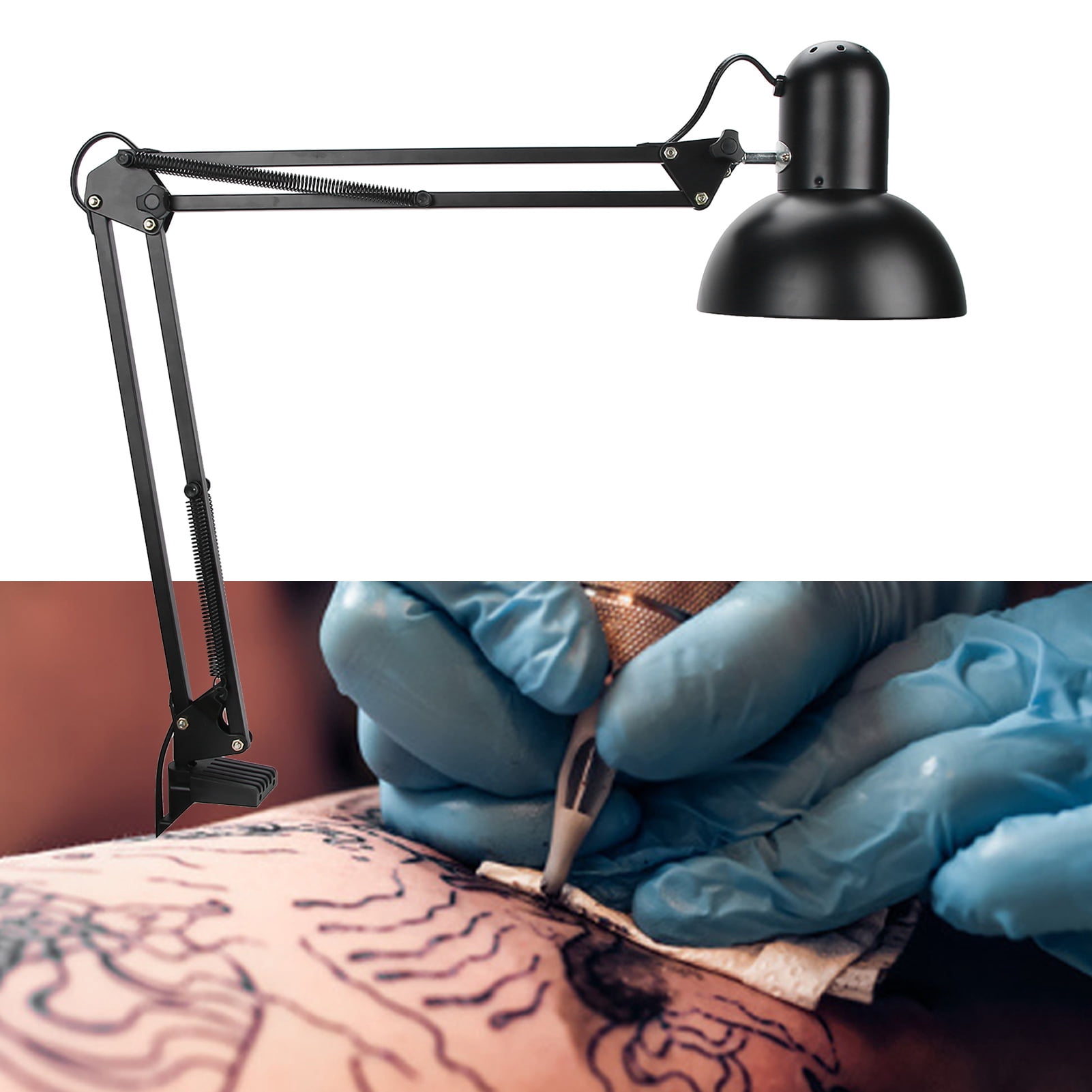 Nieyigj LED Clip-On Desktop Light 360 Degrees Rotation Folding Lamp for Nail Art Eyelashes Grafting, 220V-240V Multi-purpose Eye Care Desk Light, Adjustable Long Arm Clip Lamp (No Bulb Included)