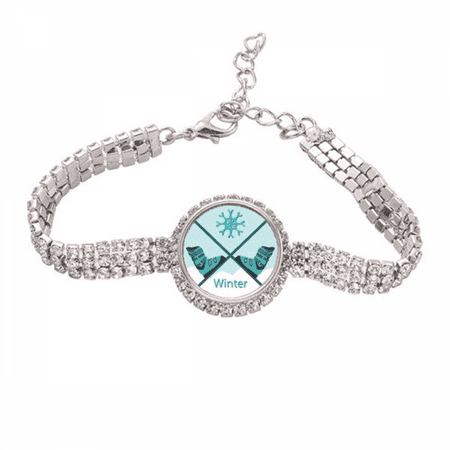 Sport Skiing Boots Watercolor Pattern Tennis Chain Anklet Bracelet Diamond Jewelry