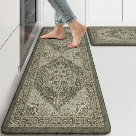 

Anti Fatigue Fall Kitchen Mats Boho Distressed Kitchen Floor Mats 17 x47 +17 x30 Non Slip Waterproof Kitchen Rugs Padded Comfort Standing Mats for Laundry Office Sink Desk Orange Multi