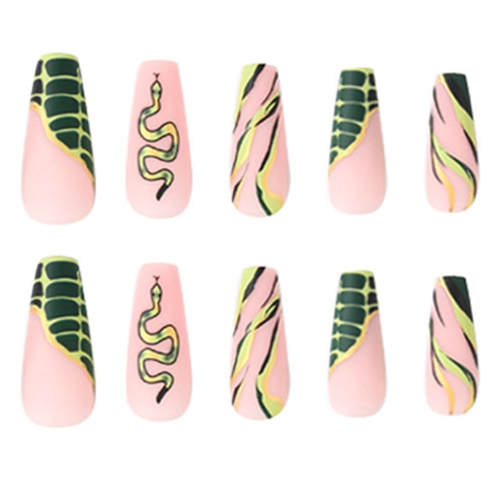 Women 24Pcs Retro False Nails Not Easy to Fade Fake Nails Safe for Pregnant  Women to Use Jelly Glue Model 