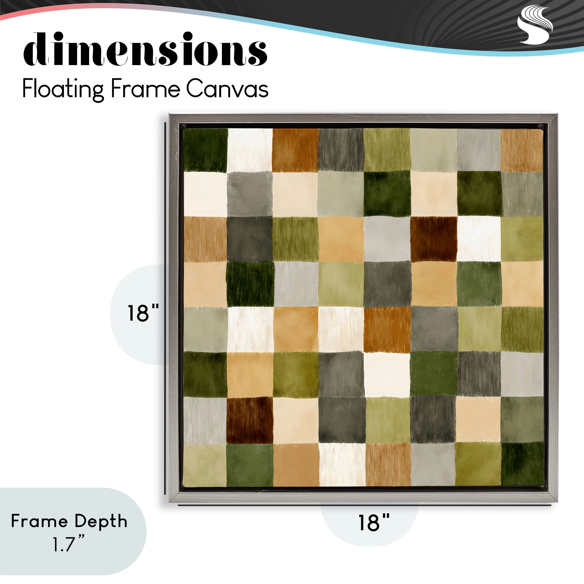 Stupell Industries Checkered Earth Tones Gray Framed Floater Canvas Wall Art, design by Petal Prints Design