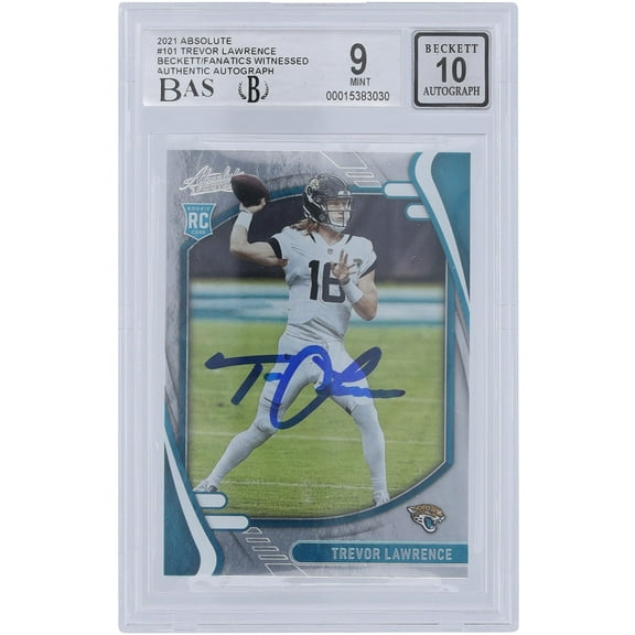 Trevor Lawrence Jacksonville Jaguars Autographed 2021 Panini Absolute #101 Beckett Fanatics Witnessed Authenticated 9/10 Rookie Card - Fanatics Authentic Certified