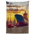 thumbnail image 3 of Ambesonne Nautical Tablecloth Rectangular Table Cover, Big Ship at Sunset, 52"x70", Multicolor, 3 of 4