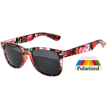 Kids Retro Sunglasses - Flower Red Frame / Smoke Polarized
 Lens