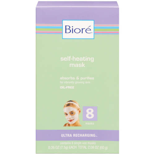 Biore Self-Heating Mask Absorbs & Purifies The Original One - Minute Facial Oil - Free Contains 8 masks