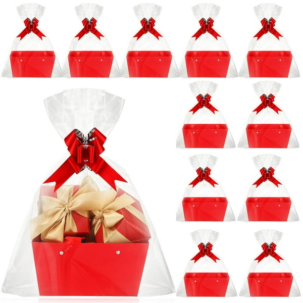 Kit de cestas de regalo Colarr, paquete de 12 unidades, color rojo kraft, 25 x 16,5 x 11 cm
