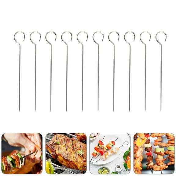 Topbathy 20Pcs Reusable Stainless Steel Grilling Skewers with Unique Handle for Easy Roasting