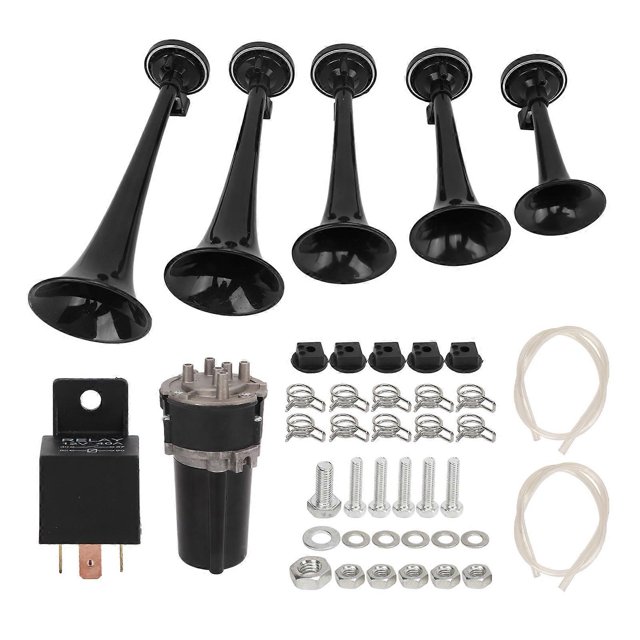 5 Trumpet Air Horn 130dB DC 12V Musical Electric Air Trumpet for Truck Train Ship Vans