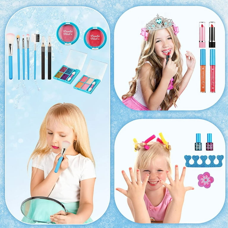  Kids Makeup Kit for Girls 3-12 Year Old, Washable Makeup Set  Toy, 28PCS Real Makeup Set, Safe & Non-Toxic Little Girls Makeup Kit Frozen Makeup  Set for Kids Girls Toddlers Age