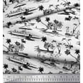 thumbnail image 2 of Soimoi Polyester Crepe Fabric Chair,Palm Tree & Yacht Beach Print Fabric by Yard 42 Inch Wide, 2 of 3