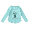 thumbnail image 2 of Custom T-Shirt For Girls Long Sleeve Shirts Kids Arc Hem Side Slit Soft Tunic Customize Your Own Design Tee Tops T Shirts Mint Green 150/(11-12 Years), 2 of 7