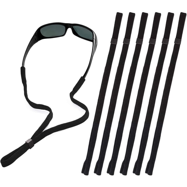 6 unidades - Cordón para gafas - Ajustable - Ligero - Para hombre y mujer - Negro
