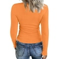thumbnail image 5 of Fonma Going Out Tops for Women Fall Long Sleeve Lightweight Tops Ribbed Crew Neck Shirts Winter Trendy Travel Clothes Orange XL, 5 of 5