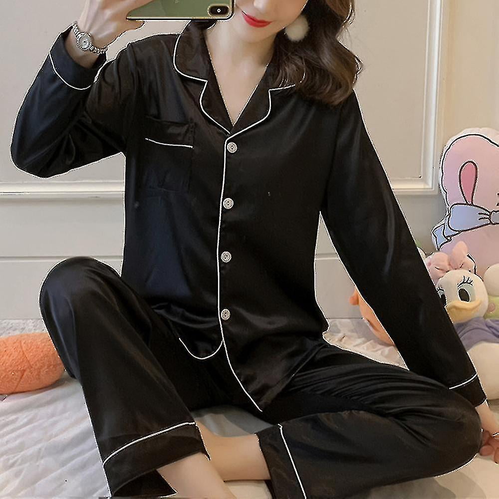 Black satin womens pjs hotsell