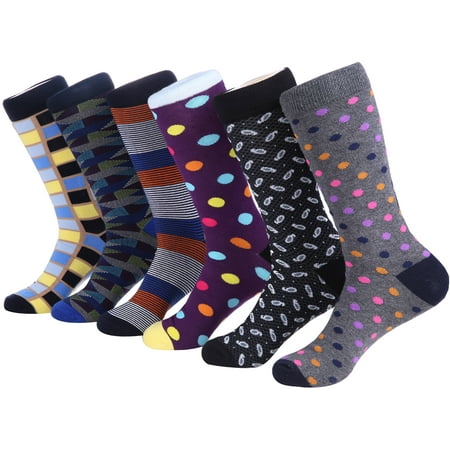 Marino Mens Dress Socks - Fun Colorful Socks for Men - Cotton Funky Socks - 6