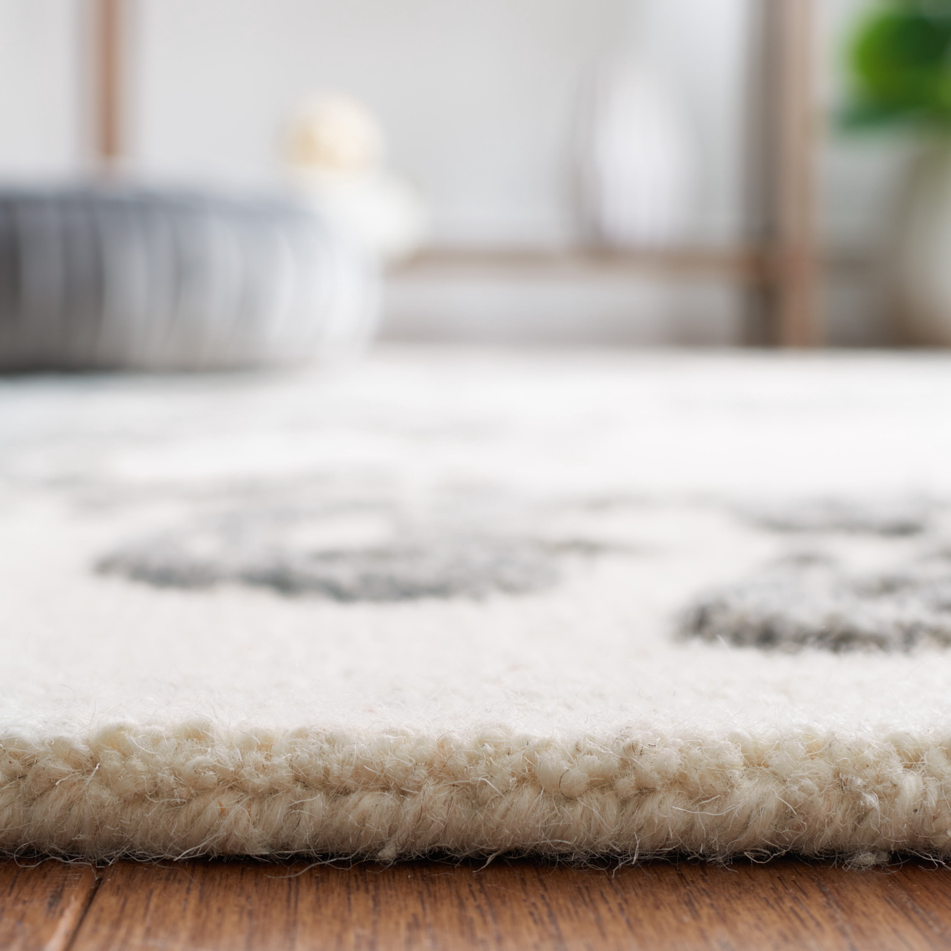 SAFAVIEH Jardin Salome Leaves Area Rug, Ivory/Gray, 6' x 6' Round