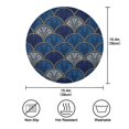 thumbnail image 3 of 15.4" Round Placemat Set of 6 Polyester Fabric Place Mats Non-Slip Dining Kitchen Table Mats for Kitchen Party Decor Dark Blue Fan-shaped Pattern, 3 of 5