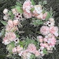 thumbnail image 2 of Realistic Handmade Pink Wreaths for Front Door, Window, Wedding, Wall Home Decor -17Inch Artificial, 2 of 5