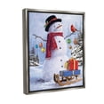 thumbnail image 4 of Stupell Industries Snowman with Gift Sled Landscape Painting Gray Floater Framed Canvas Art Print Wall Art, 17 x 21, 4 of 10