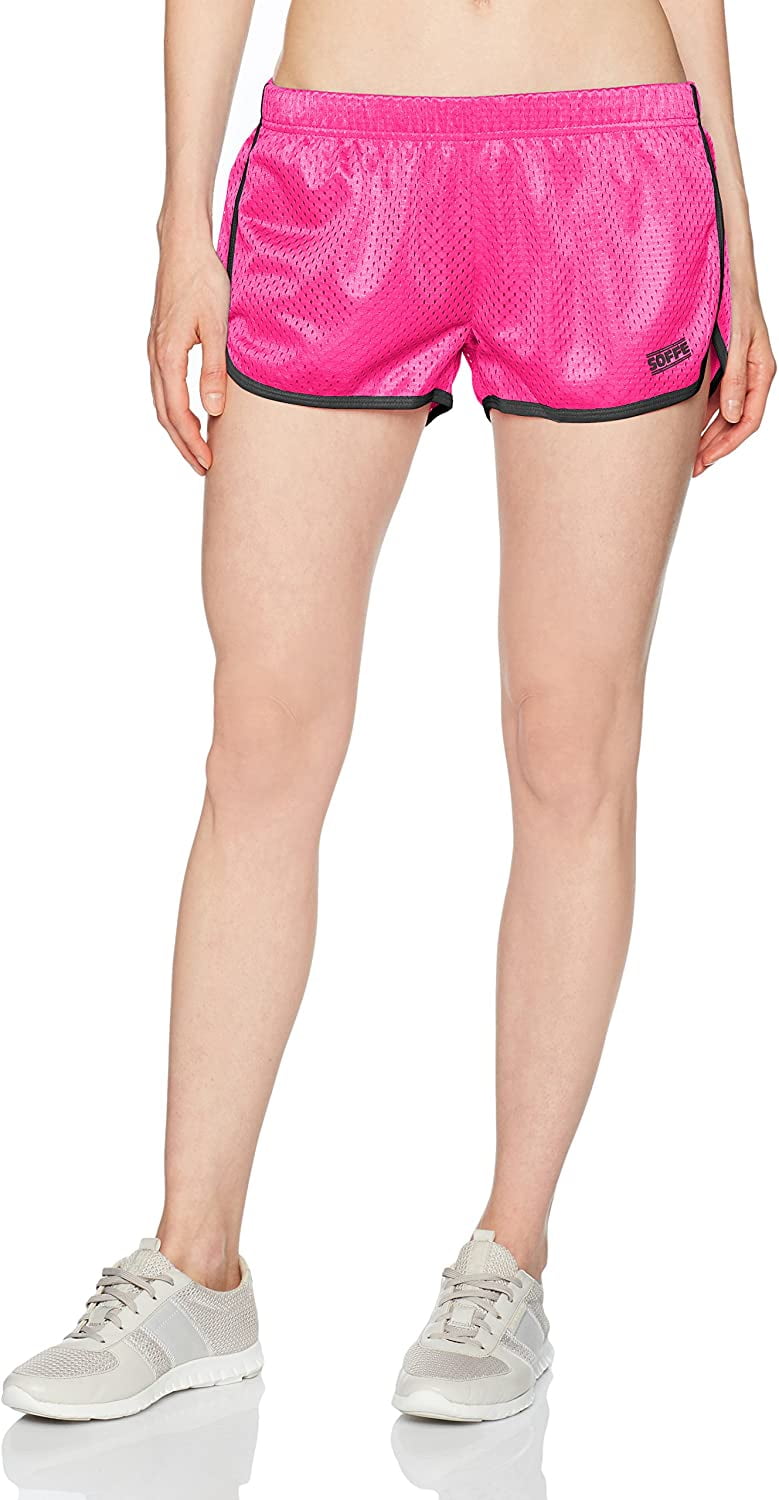 soffe women's juniors retro mesh short, pink glow/black, small - Walmart.com