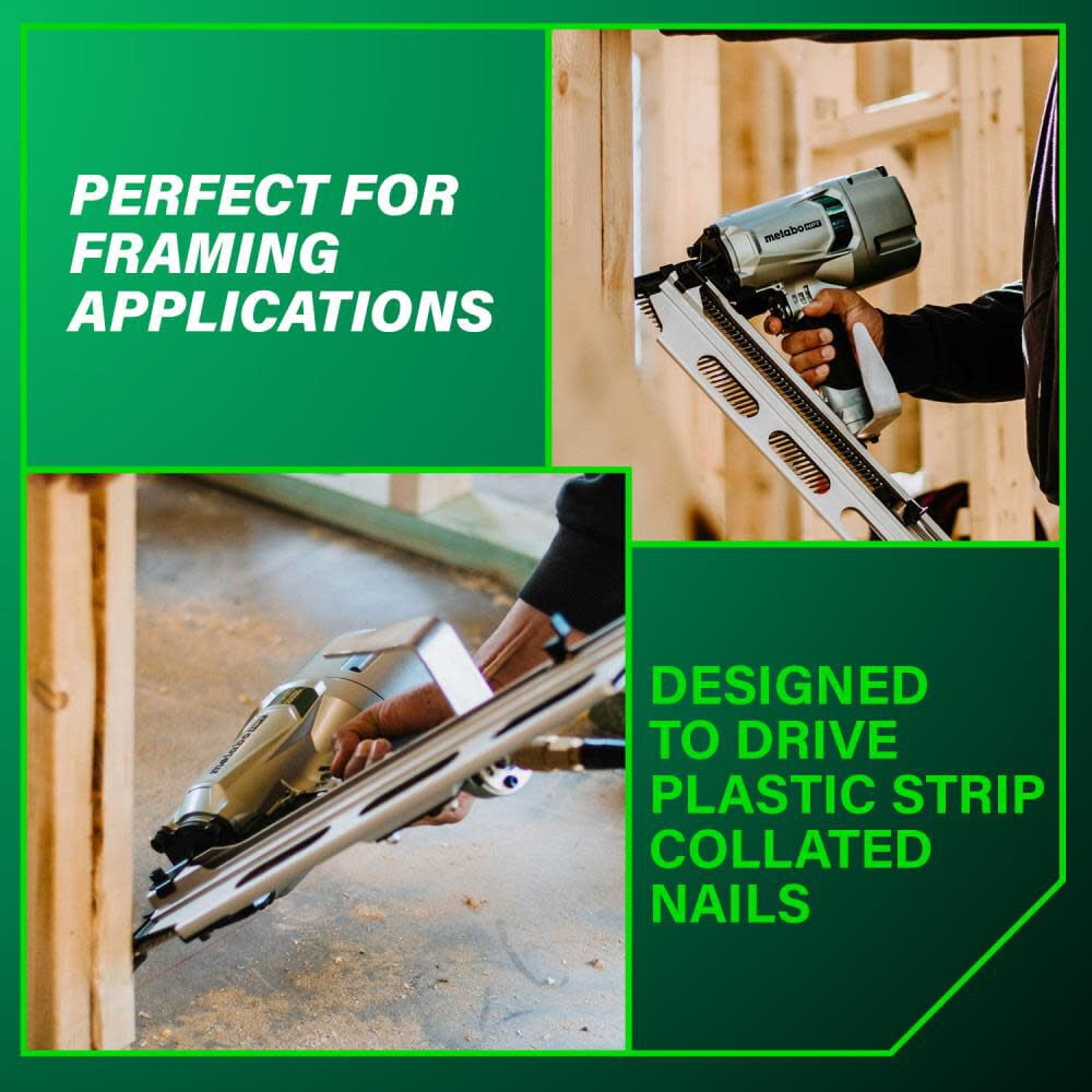 Metabo HPT NR83A5S1M Pneumatic Framing Nailer Nail Gun, 3 Piece